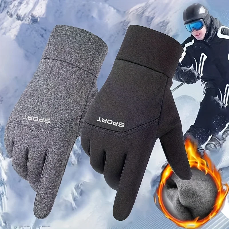 Homens inverno à prova dwaterproof água luvas de ciclismo esportes ao ar livre esqui correndo motocicleta tela sensível ao toque luvas de lã antiderrapante quente dedos completos