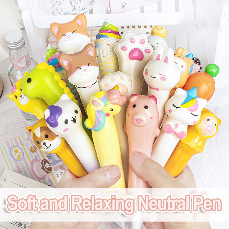 10PC การ์ตูนความเครียดบรรเทาปากกา Pinch สนุกนักเรียนรางวัลความงามสีดํา Neutral ปากกาสร้างสรรค์นุ่มความเครียดบรรเทาปากกา