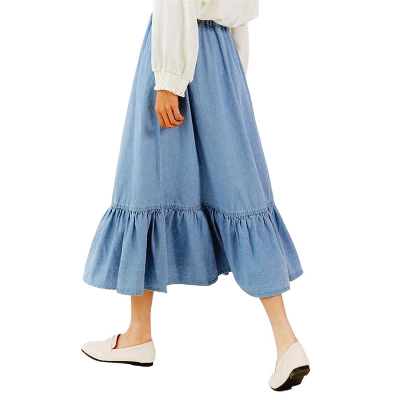 Damskie spódnice z falbanami, modne spódnice damskie z wysokim stanem, plisowane, jednolite spódnice jeansowe, styl preppy, ubrania dla dziewcząt, spódnice vintage plus size.