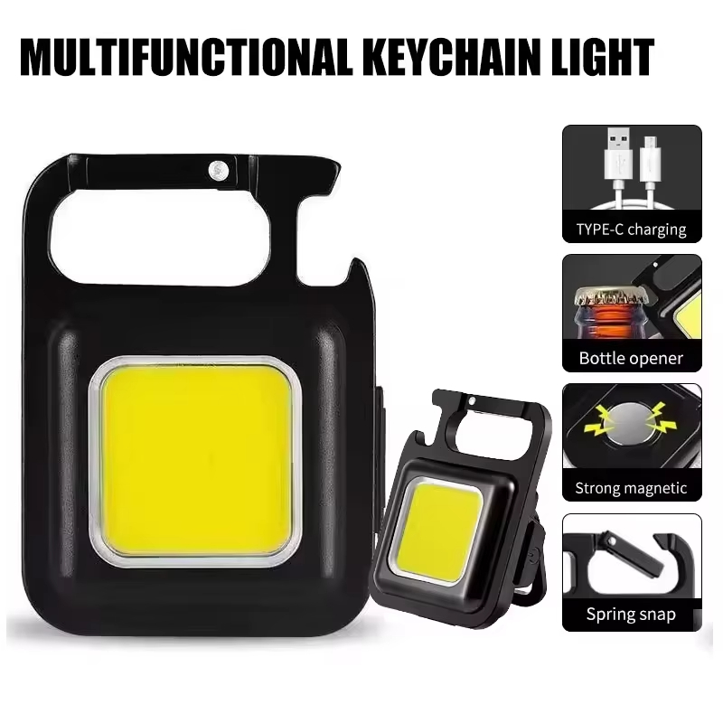 1/2PCS USB COB SchlĂŒsselanhĂ€nger Arbeitslicht Taschenlampe Superhelles Notlicht, Flaschenöffner, mit MagnetfuĂ fĂŒr Outdoor-Camping