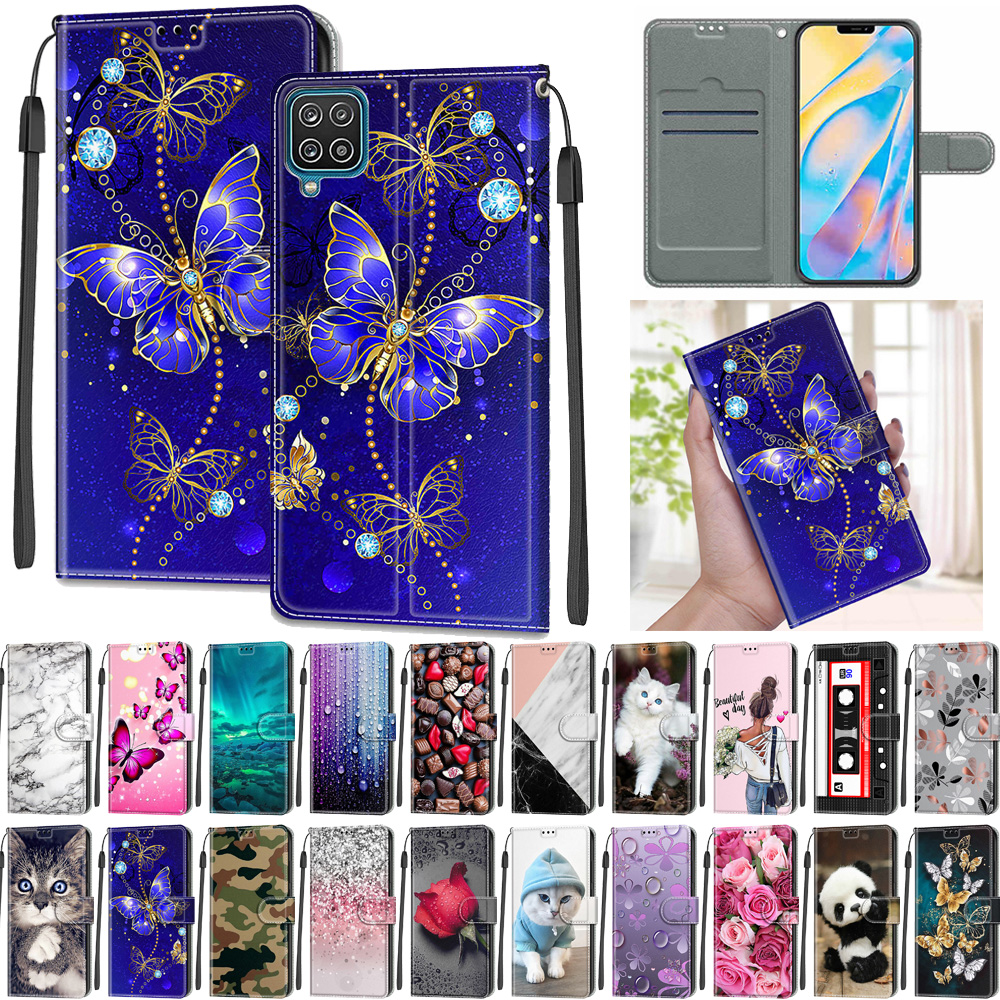 Funda A71 para Samsung A 71 SM-A715F funda pintada con mariposa para Samsung Galaxy A51 A41 A31 funda con ranuras para tarjetas cartera de cuero Etui