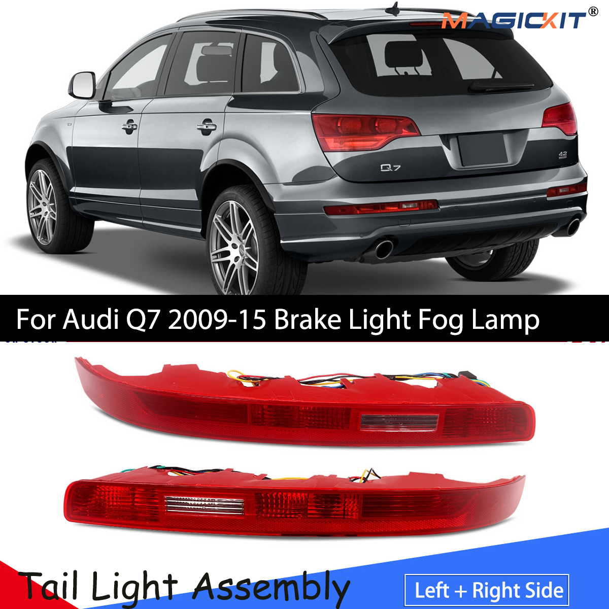 MAGICKIT Heckstoßstangenreflektor Rückwärtsgang für Audi Q7 2009–2015 Bremslicht Nebelscheinwerfer 4L 0945096   Nur europäische Version. Zubehör
