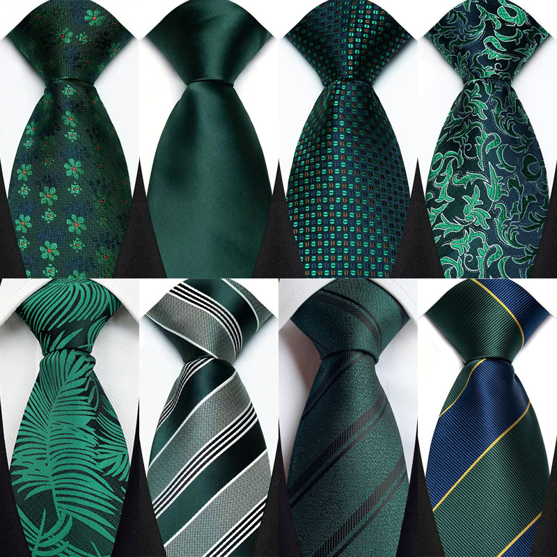 Novo design de casamento masculino gravata 8cm cor verde escuro xadrez listrado paisley gravatas masculino negócios noivo colar acessórios presente
