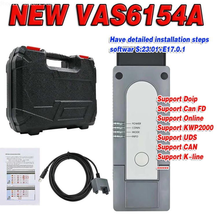 VAS6154A VNCI 6154A ODIS23.01 Поддержка VAS CAN FD DoIP Оригинальная крышка драйвера Полная функция как 5054a OBD2 Автомобильный диагностический сканер