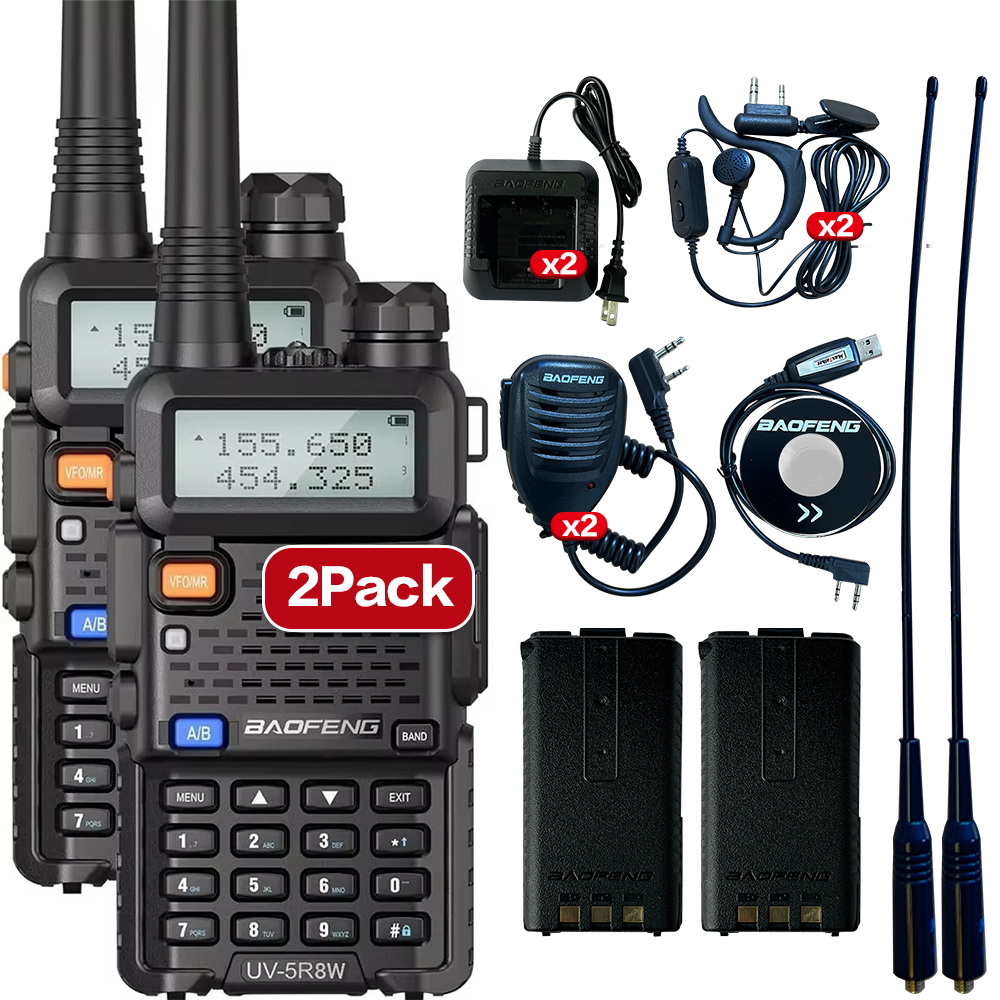 1/2 Uds BaoFeng UV-5R 8W Walkie Talkie de tres potencia de alta potencia banda Dual de largo alcance 128 CH portátil de mano UV 5R Ham Radio bidireccional
