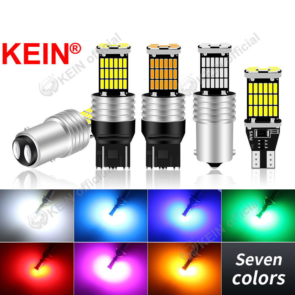 Kein 2ชิ้น W16W T15 P21W หลอดไฟ LED 1156 1157 BA15S BAY15D T20 7440 7443 W21W 45SMD รถยนต์สัญญาณไฟเลี้ยวด้านหลังไฟเบรค