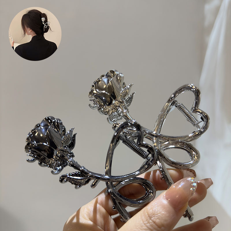 VANIKA Woman New Large Metal Rose Floral Hair Claw Crab Ladies Fashion Ponytail Clip Girls Hair Clips Nakrycia głowy Akcesoria do włosów