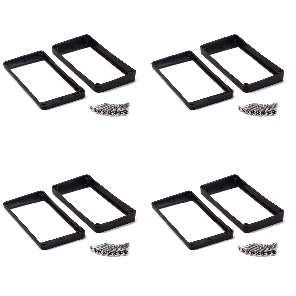 A71P 8PCS Black Curved Humbucker Pickups Frame Mounting Rings for Electric Guitar