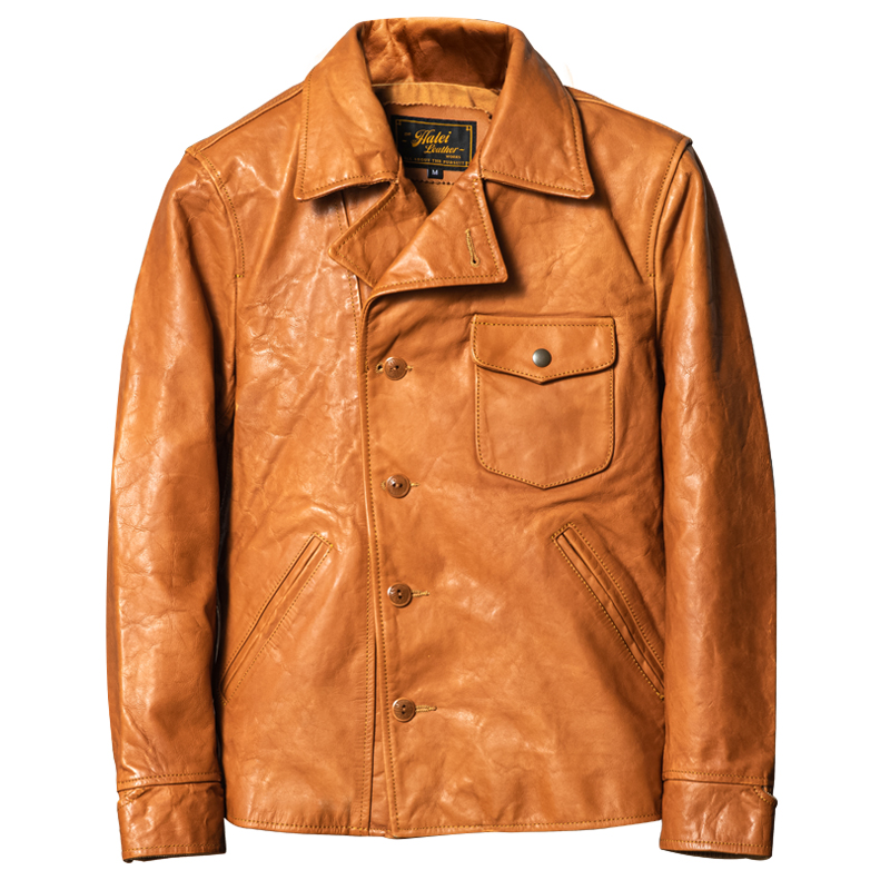 Laranja outono jaqueta de couro masculino retro estilo casual plus size 5xl genuíno natural único breasted casaco de couro