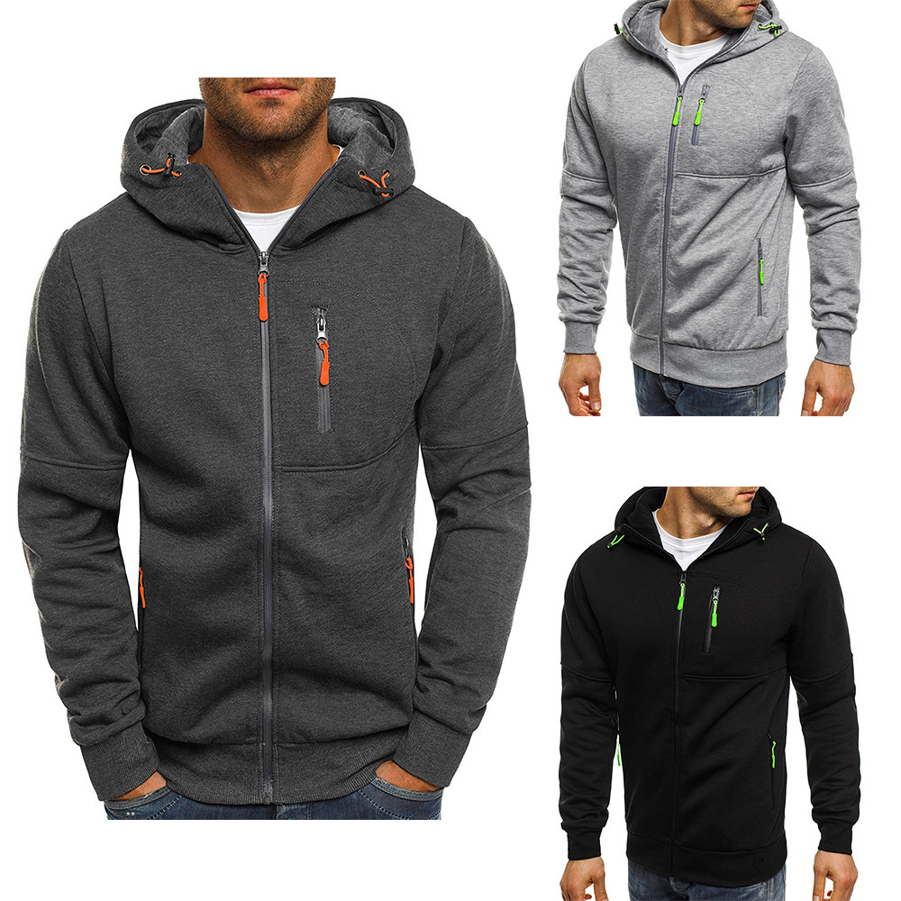Moletom com capuz masculino de manga comprida com zíper design moletom com capuz para roupas esportivas slim fit jaqueta casual
