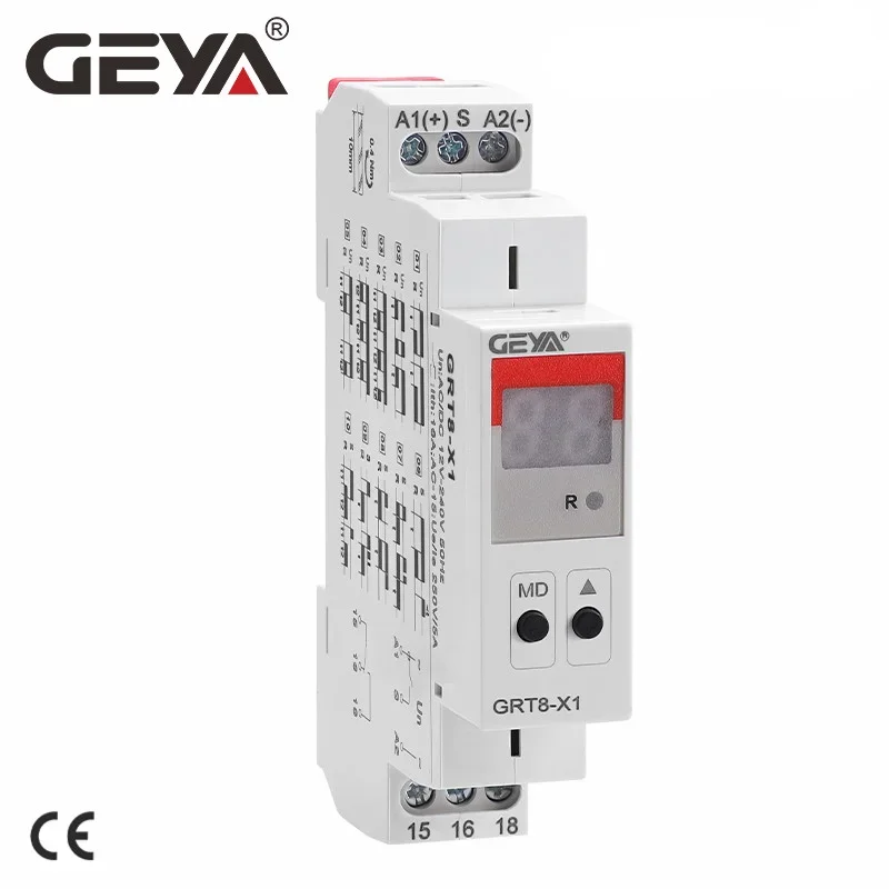 Relé temporizador multifuncional com display digital GEYA GRT8-X com 20 funções AC230V ou AC/DC12V-240V 0,1S-99 dias de atraso