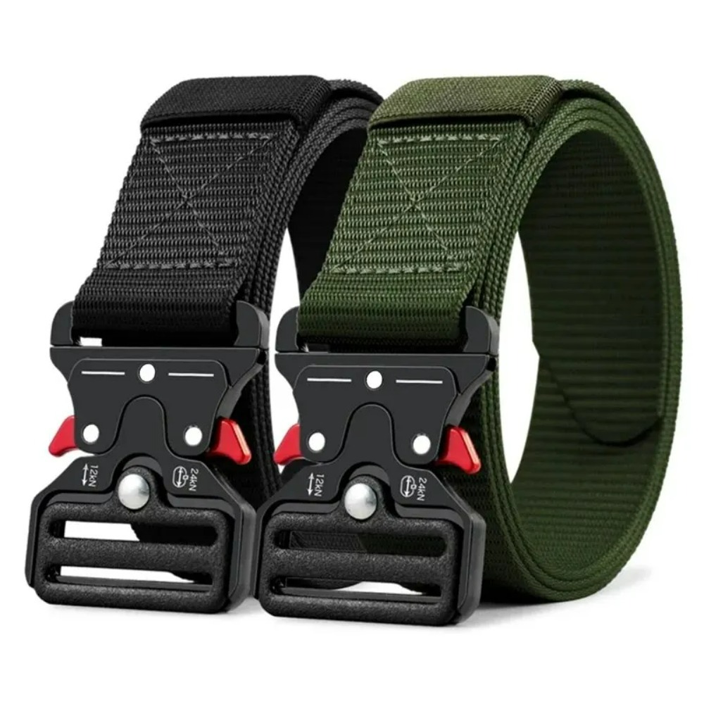 Echte tactische riem met snelle ontgrendeling, militaire riem voor buiten, zacht echt nylon, sportaccessoires, heren en dames, zwarte riem