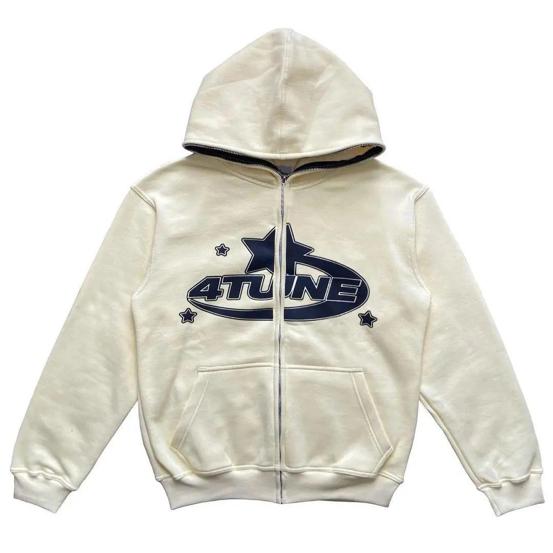 Nueva ropa con estampado de letras y estrellas, Sudadera con capucha retro de gran tamaño para mujer Y2K street hip-hop color Harajuku, sudadera informal con cremallera para mujer