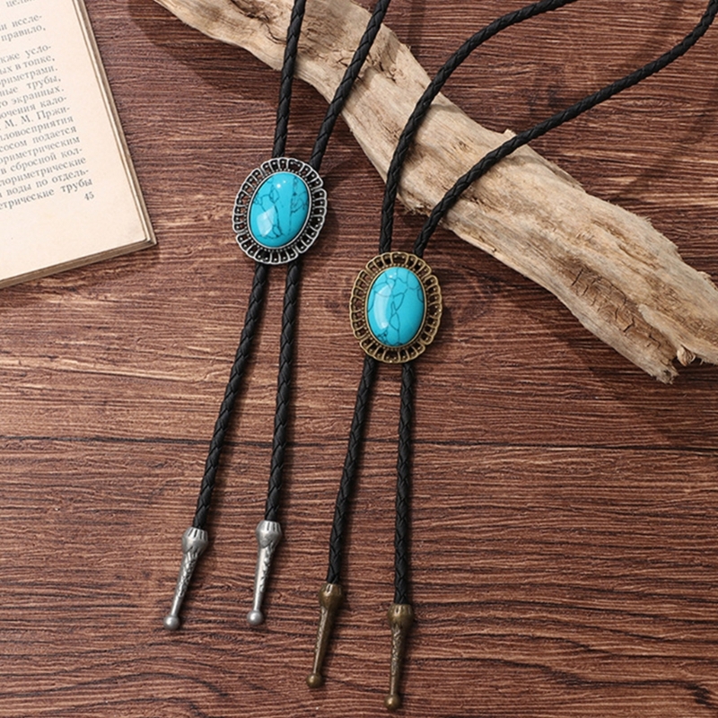 Vintage Western Cowboy Bolo Tie Turquoise Stropdas Formele Ketting Kostuum Accessoire Europa Amerikaanse Stijl Bola-Tie Weste