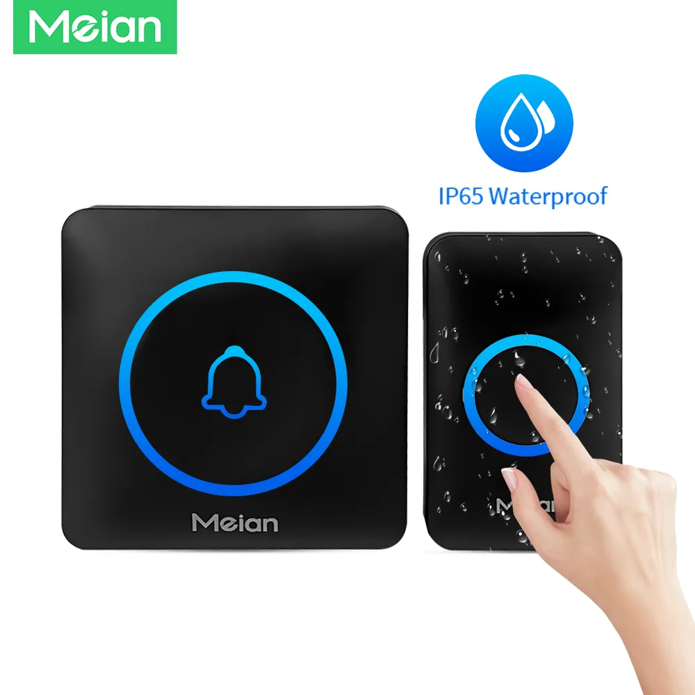 Дверной звонок Meian-Smart Home, беспроводной уличный дверной звонок, водонепроницаемый дверной звонок IP65, 60 песен, интеллектуальная охранная сигнализация, дверной звонок
