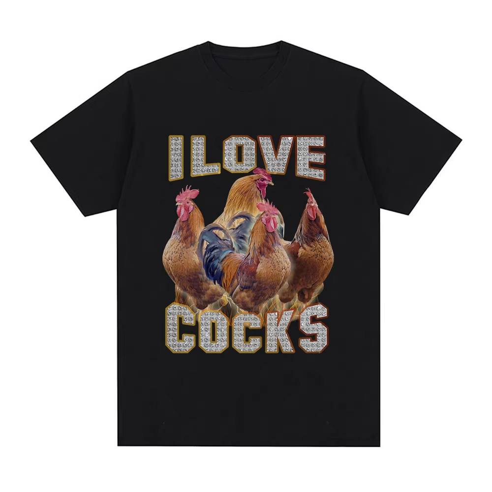 T-shirt humoristique « I Love Cocks » pour les amoureux des coqs, T-shirt à manches courtes pour hommes et femmes, 100% coton, T-shirts oversize, streetwear