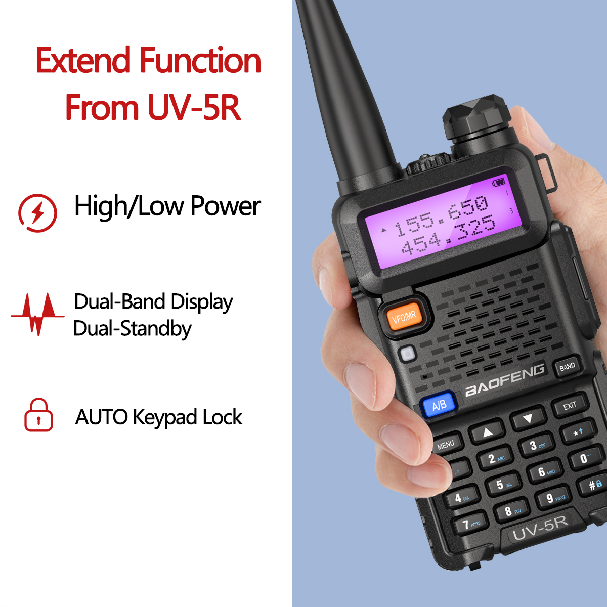 Baofeng 5W/8W originale UV5R Walkie Talkie Dual Band 136-174Mhz 400-520Mhz portatile BF UV-5R ricetrasmettitore Radio bidirezionale Pofung HF
