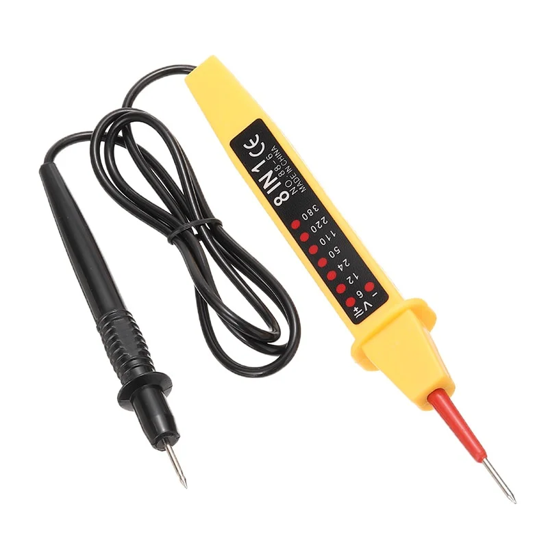 Penguji tegangan 8-In-1, pena uji mobil otomatis, detektor instrumen listrik AC DC 6-380V