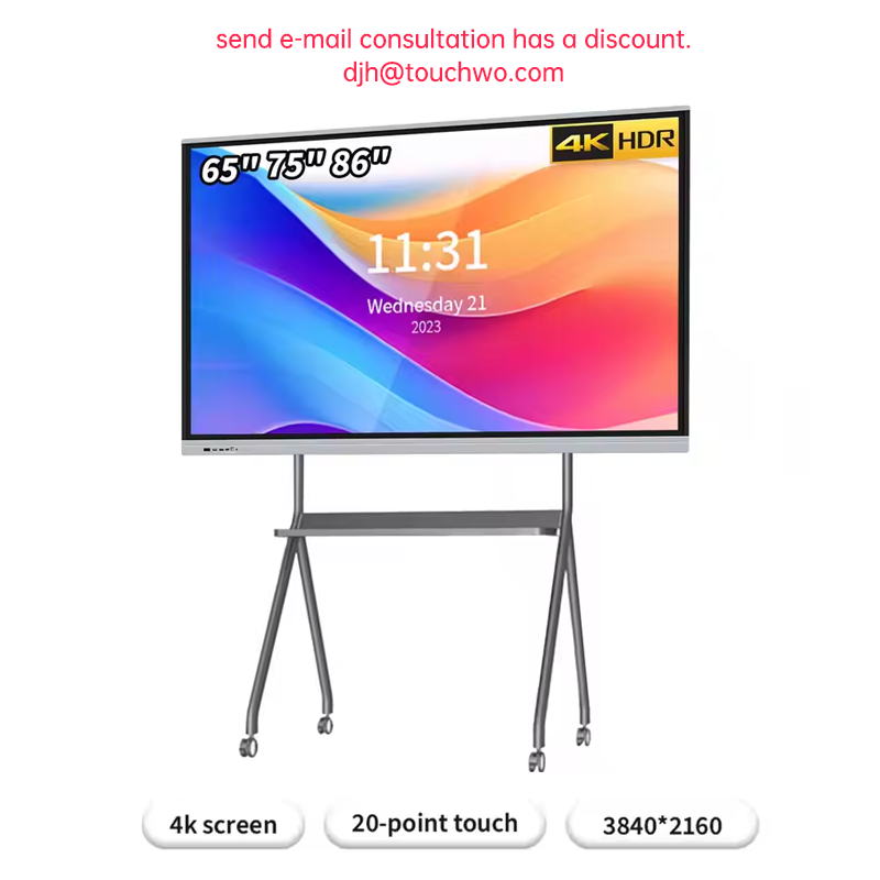 65 75 86 Inch Smart Tv for Classroom and Conference, Digital Electronic Whiteboard 4K HD Touch Screen Interactive Board On Wheel
