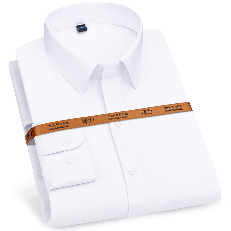 Chemise d'affaires à manches longues pour hommes, chemise d'affaires, mince, mince, classique, basique, blanc, vêtements sociaux, document solide, mode formelle, nouveau