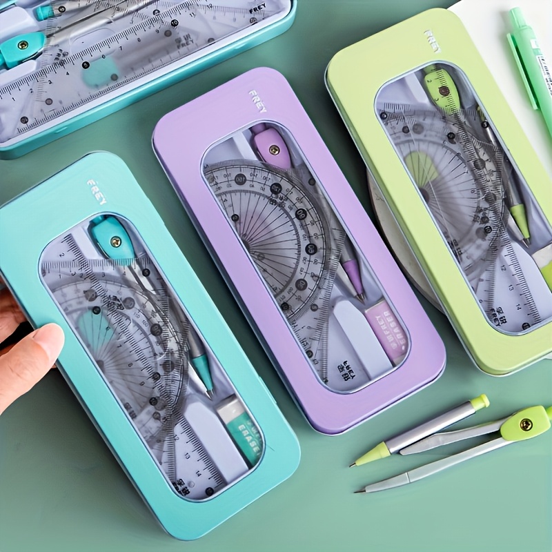 コンパス、分度器、定規、消しゴムを含む耐久性のある 7-in-1 測定および描画ツール セット 1 セット
