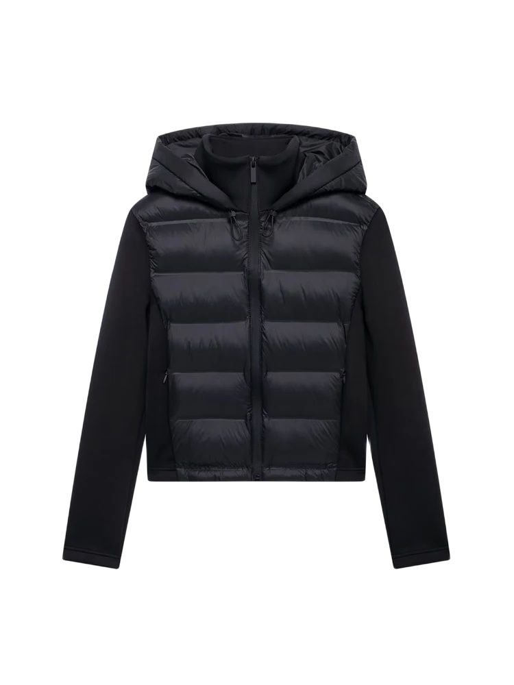 Casaco jaqueta acolchoada com capuz e bolsos para mulheres, manga comprida, zíper frontal, agasalhos femininos, tops chiques, moda