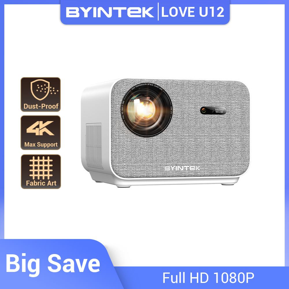 BYINTEK LOVE U12 Full HD 1080Pโปรเจคเตอร์ 4K 800 ANSI Android WiFi 6 Auto Focusโฮมเธียเตอร์โปรเจคเตอร์สําหรับภาพยนตร์การประชุมวิดีโอ
