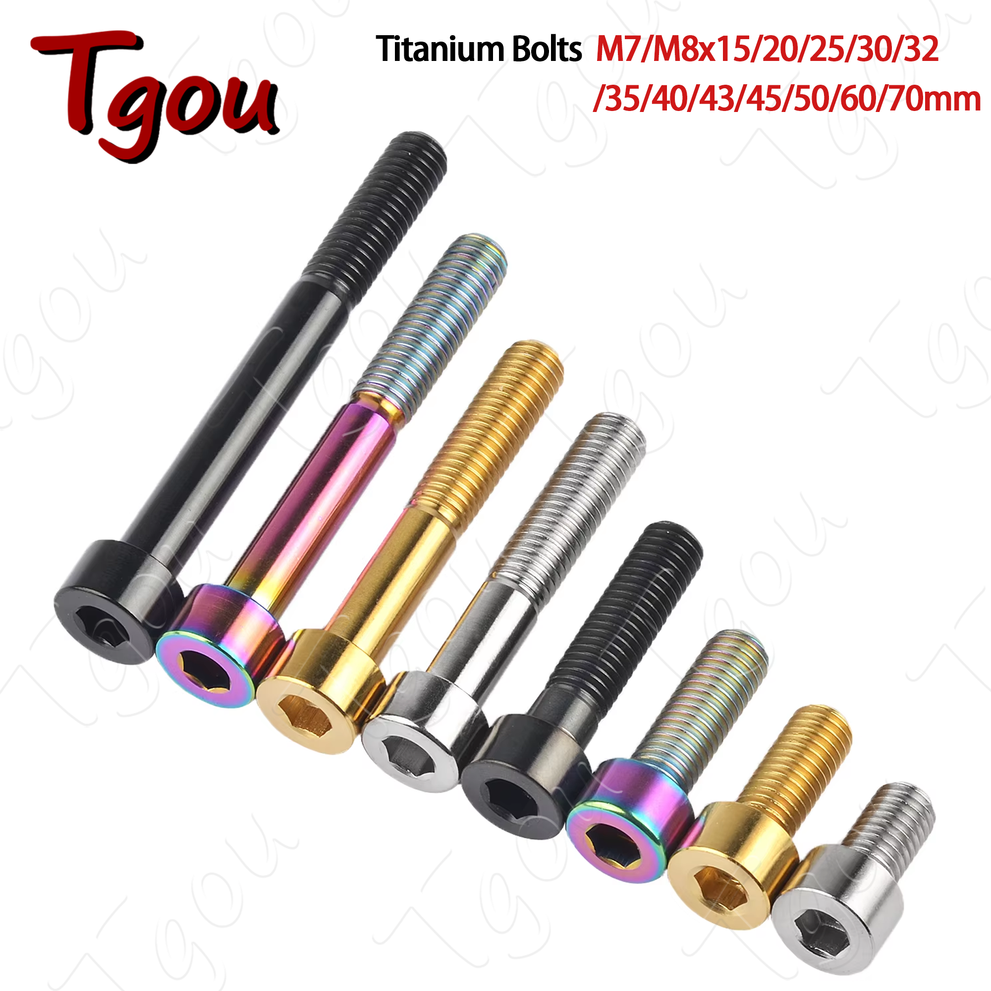 Perno de titanio Tgou M7/M8x15 20 25 30 32 35 40 43 45 50 60 70mm tornillos de cabeza de llave Allen Ti para bicicleta motocicleta coche