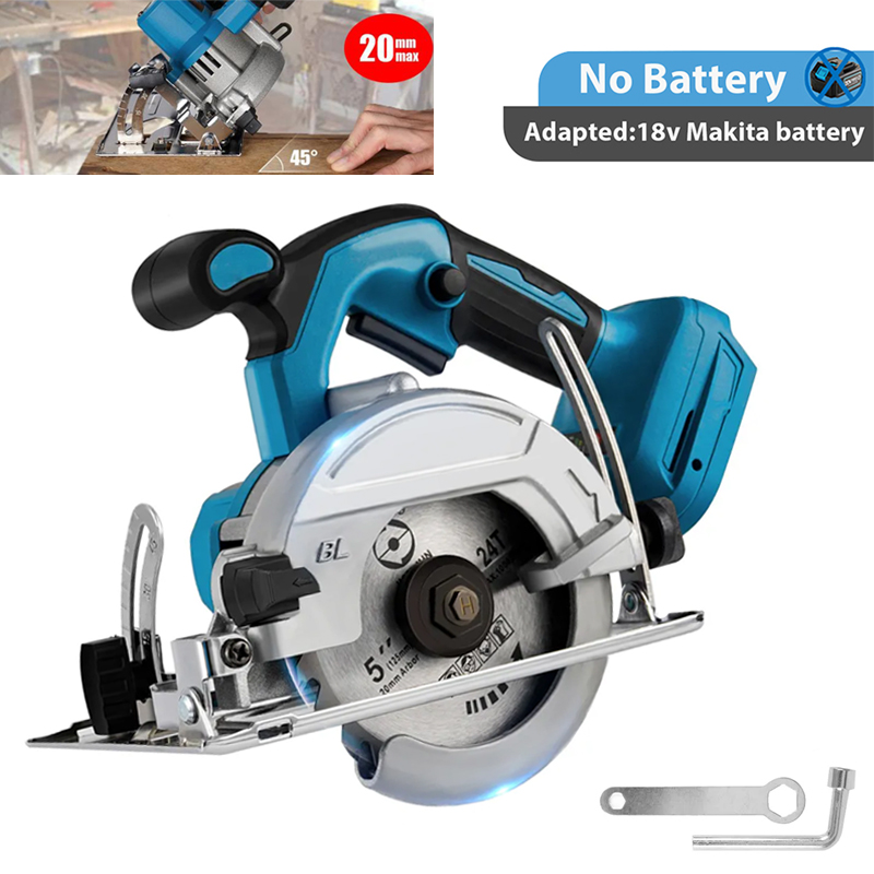 Serra circular elétrica recarregável sem escovas, ferramenta de corte sem fio de alta potência para trabalhos de bricolagem, compatível com baterias de 18 V.