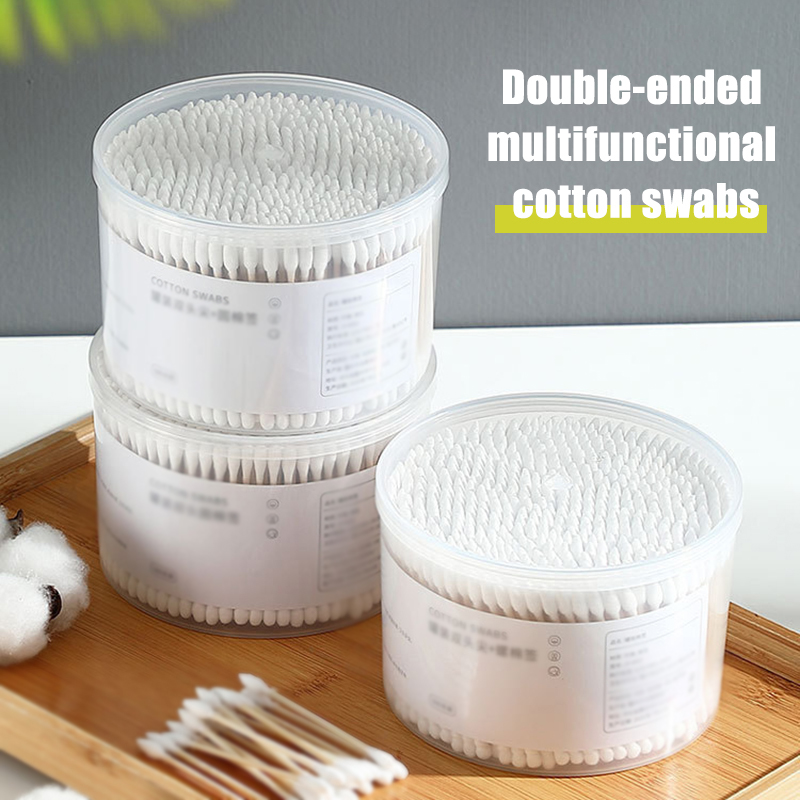 Caja de hisopo de algodón desechable de 500 Uds con cabezal redondo de doble extremo para maquillaje y eliminación de maquillaje limpieza diaria cuidado de mascotas multiusos