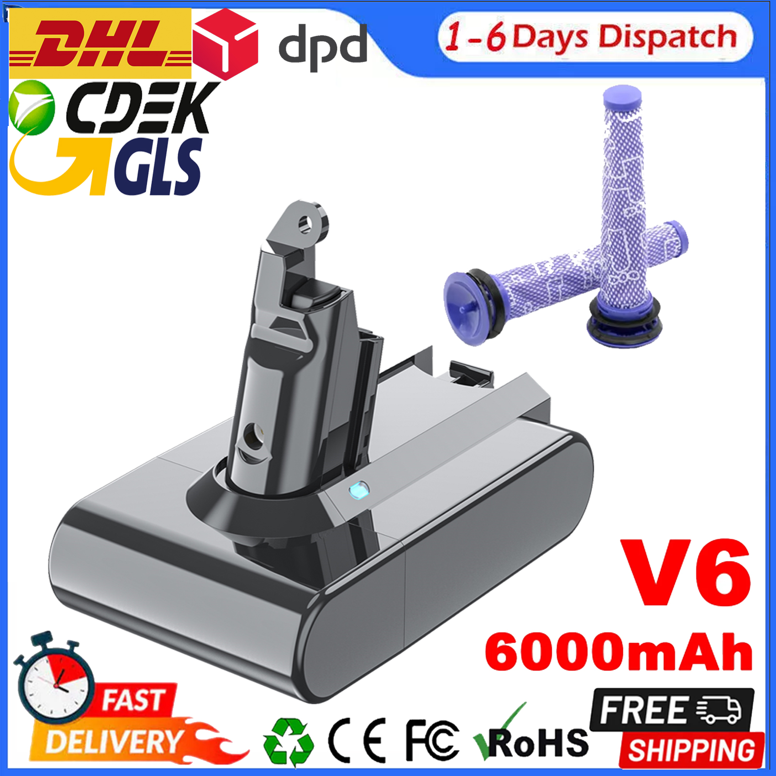 Voor Dyson V6 Batterij Stofzuiger Batterij Voor Dyson V6 Pluizige V6 Dier SV03 SV05 SV07 SV09 DC62 DC58 DC59 DC61 DC74 DC72