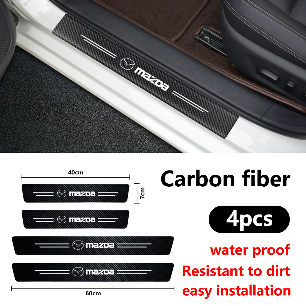 4 Uds pegatinas protectoras de alféizar de puerta de fibra de carbono para Mazda 3 CX3 CX4 CX5 CX7 CX8 CX9 CX30 RX7 Atenza Axela accesorios para automóviles