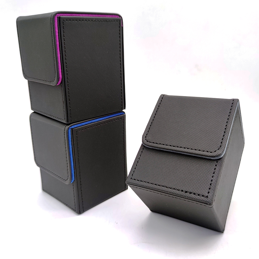 Caja de Cartas Compatible con Más de 100 Cartas con Funda Individual, Caja de Cartas de Comando de Cuero Compatible con Mazos de Cartas, Caja de Cartas de Juego