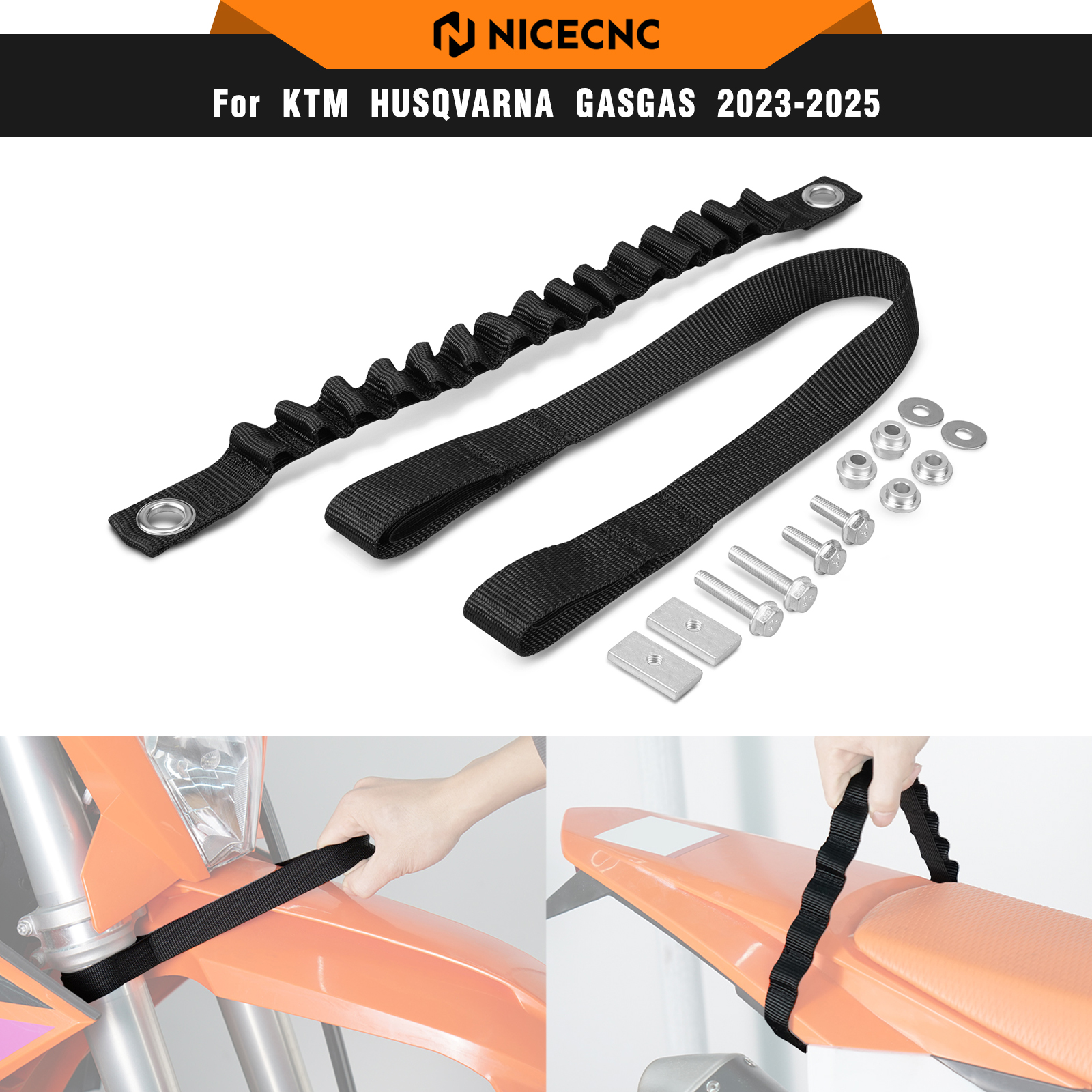NICECNC For KTM EXC 300 2024-2026 Front Rear Holding Strap Lifting Handle For KTM EXC-F 350 XCW Husqvarna TE 300 GasGas EC 300