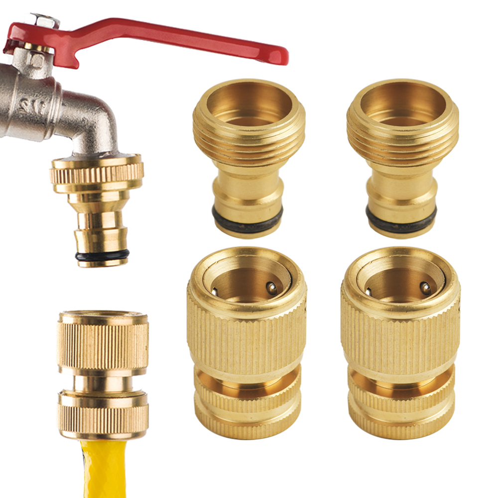 1 Juego de accesorios para manguera de agua de conexión rápida para manguera de jardín, conector hembra y macho BSP de latón de 3/4 y 1/2 pulgadas