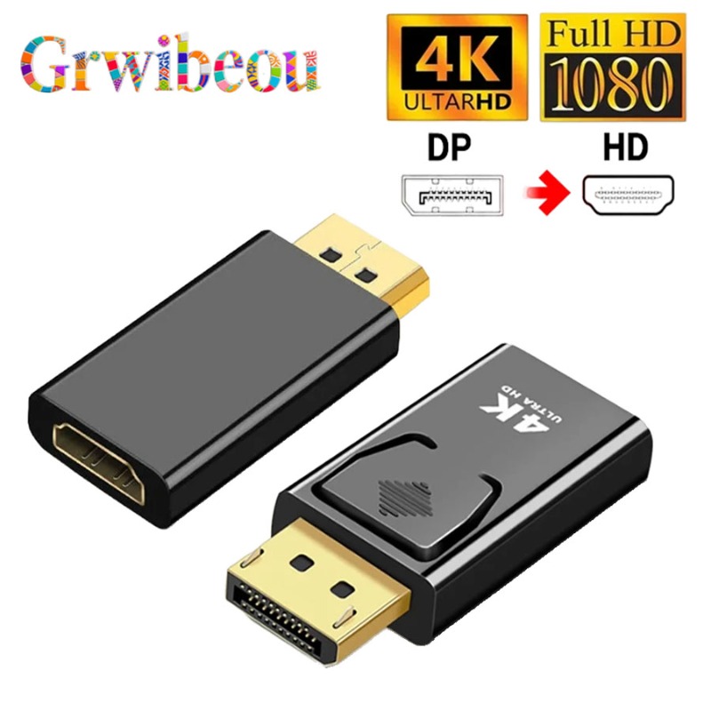 GRWIBEOU-Cable adaptador 4K DisplayPort a HDMI, convertidor de Audio y vídeo compatible con 1080P DP a HDMI para PC, TV y portátil