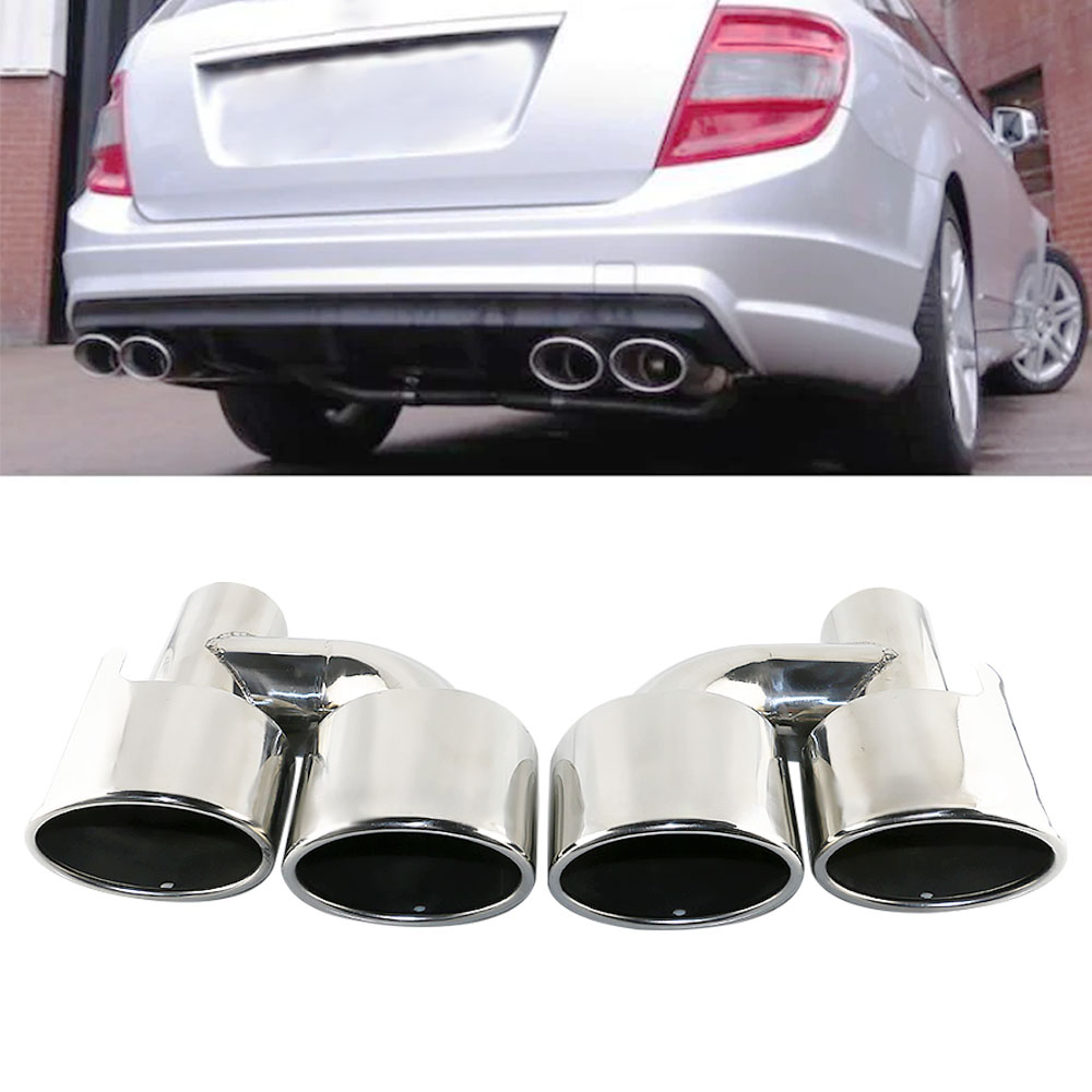 1SET 2.5'' Inelt universal Car dual exhaust tips for C63 C200 C250 C300 C350 W204 muffler tailpipe with logo