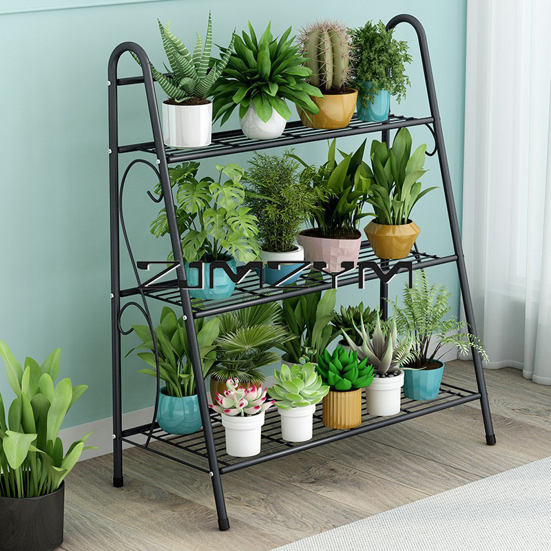 シンプルな鉄の植木鉢スタンド,3層,植物の棚,多肉植物のラック,屋内のバルコニーの棚,庭の靴,ブックラック,家の装飾
