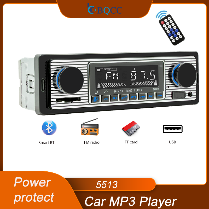 BQCC 1 Din voiture BT MP3 Radio mains libres trouver une voiture FM SD Protection d'alimentation diffusion vocale autoradio AUX USB lecteur multimédia de voiture