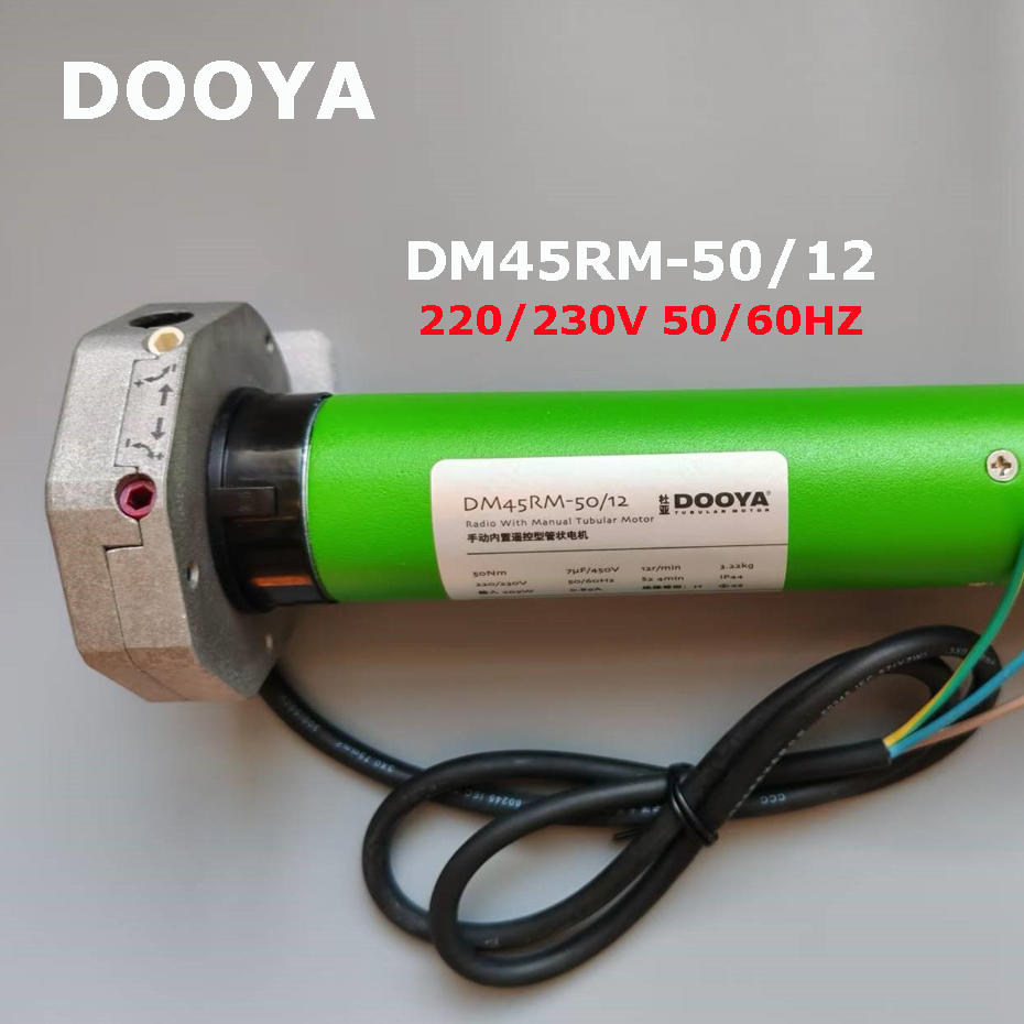 Dooya DM45RM 50/12 Motor Tubular para puerta de persiana enrollable motorizada/toldo/parasol, soporte de Control Manual + control remoto RF433