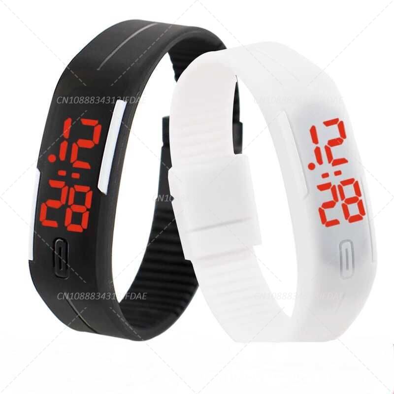Reloj impermeable de Color caramelo para hombre y mujer, relojes LED de goma para niños, pulsera con fecha, reloj de pulsera deportivo Digital para estudiantes