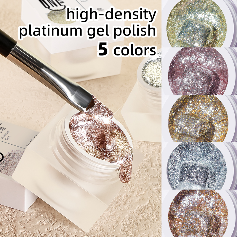 Verhéritage à Ongles Gel Pailmétrage, Platine Brillante, Flashing Nail Art, Soak Off UV, Semi-Continu, Hybride, Verhéritage VarjuvenLacquer, 5ml, Nouveau