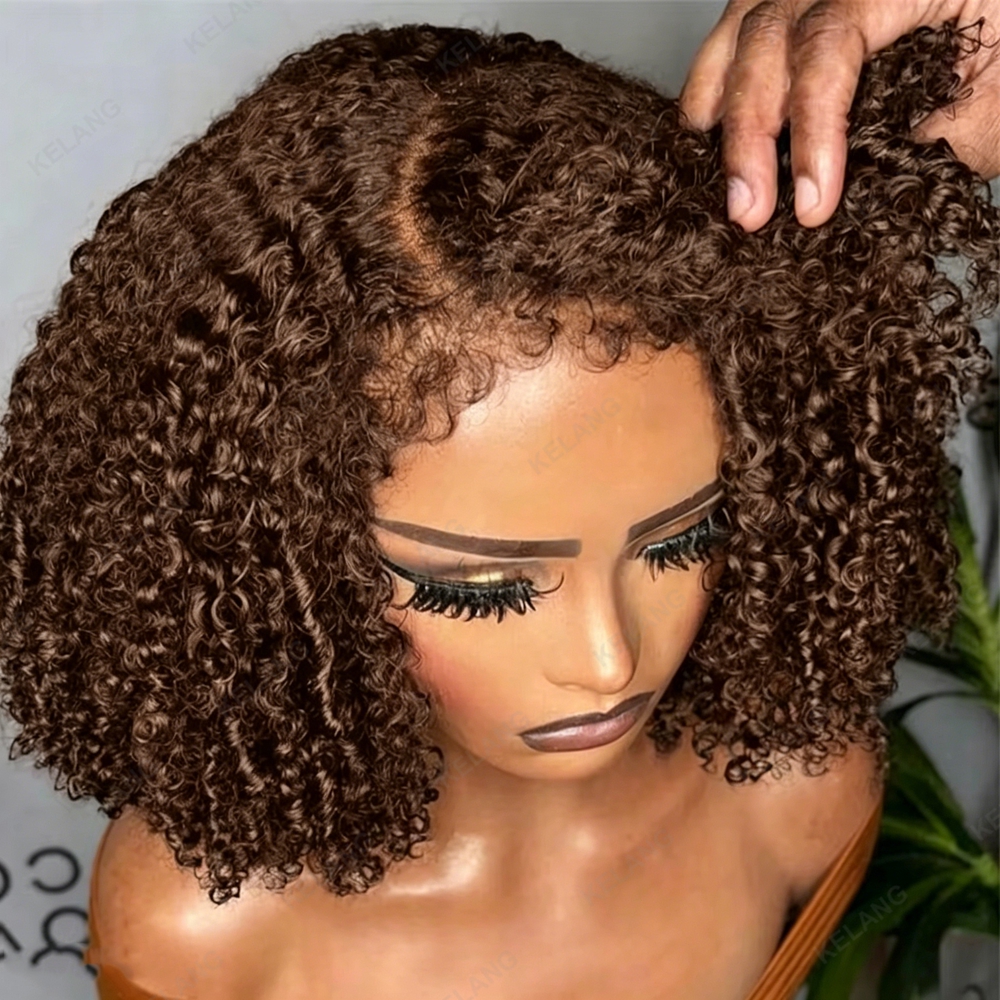 # 4 Brązowe peruki z ludzkich włosów z koronką 13x6, kręcone, z naturalną linią włosów i wyraźnymi, kręconymi końcówkami Yaki, z baby hair, wstępnie wyskubane, peruka z koronką 13x4.