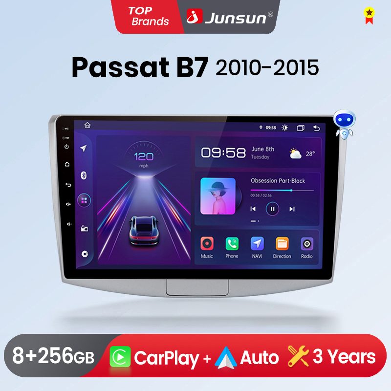 Junsun-Radio con GPS para coche, reproductor Multimedia con Android, CarPlay, inalámbrico, 2 din, estéreo, para VW Passat B6 B7 CC 2010 2011-2015