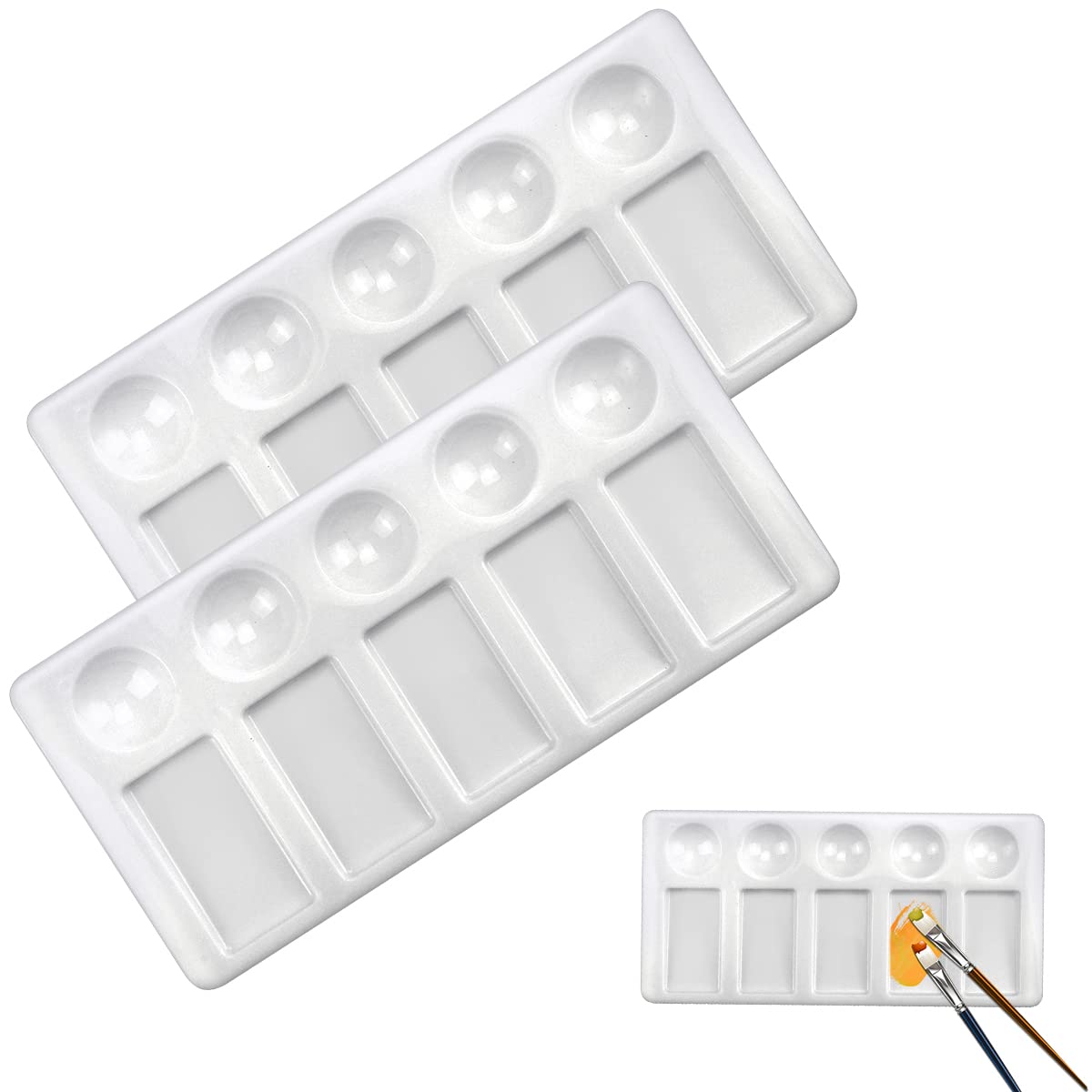 Paleta do farb akwarelowych 1/2/6 szt. 10 przegródek prostokątna paleta malarska do mieszania farb akwarelowych, gwaszowych i akrylowych