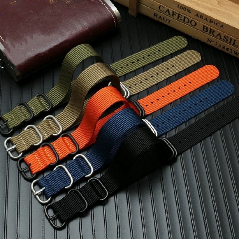 Correa de nailon para reloj, correa Nato de 18mm, 20mm, 22mm y 24mm, bucle deportivo del ejército Premium, pulsera con hebilla negra