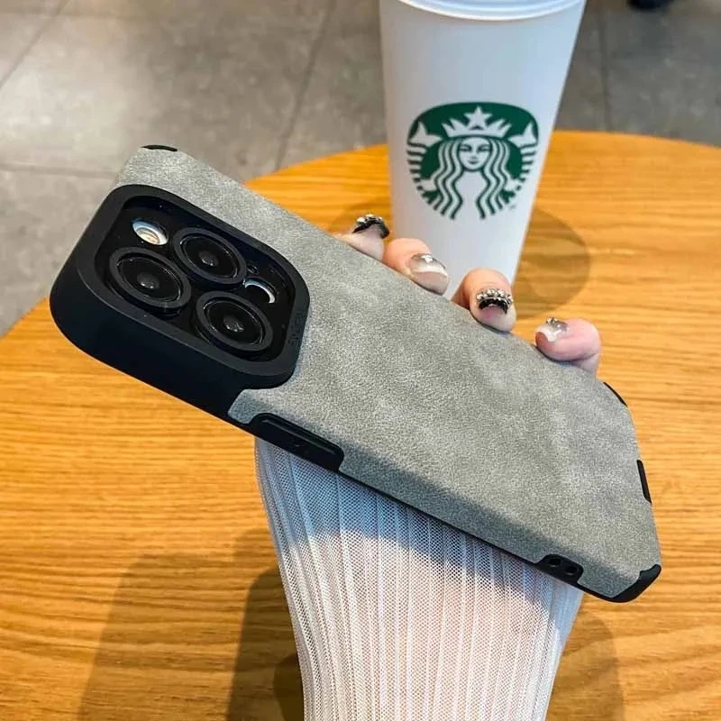 Funda de teléfono de silicona de cuero mate para iPhone 15, 16, 12, 11, 14 Pro Max, 13 Mini, X, XR, XS, 78 Plus, SE, protección de lente, cubierta completa de parachoques