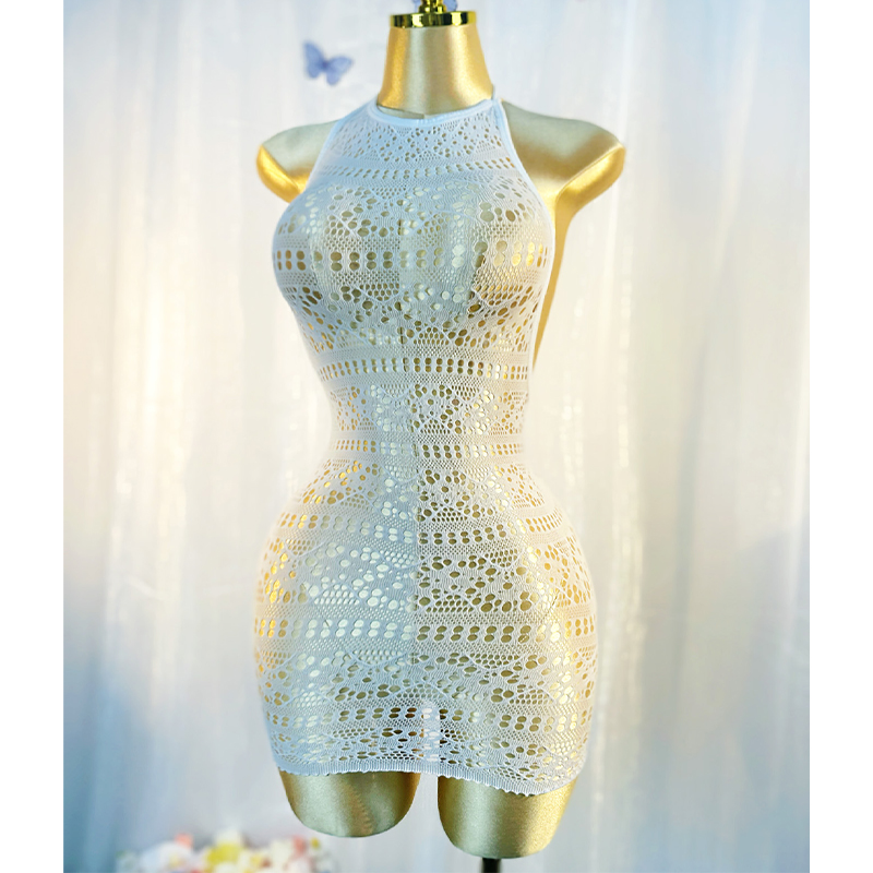 Vestido de rejilla calado con cubierta sexy sin bikini vacaciones de verano DSH698