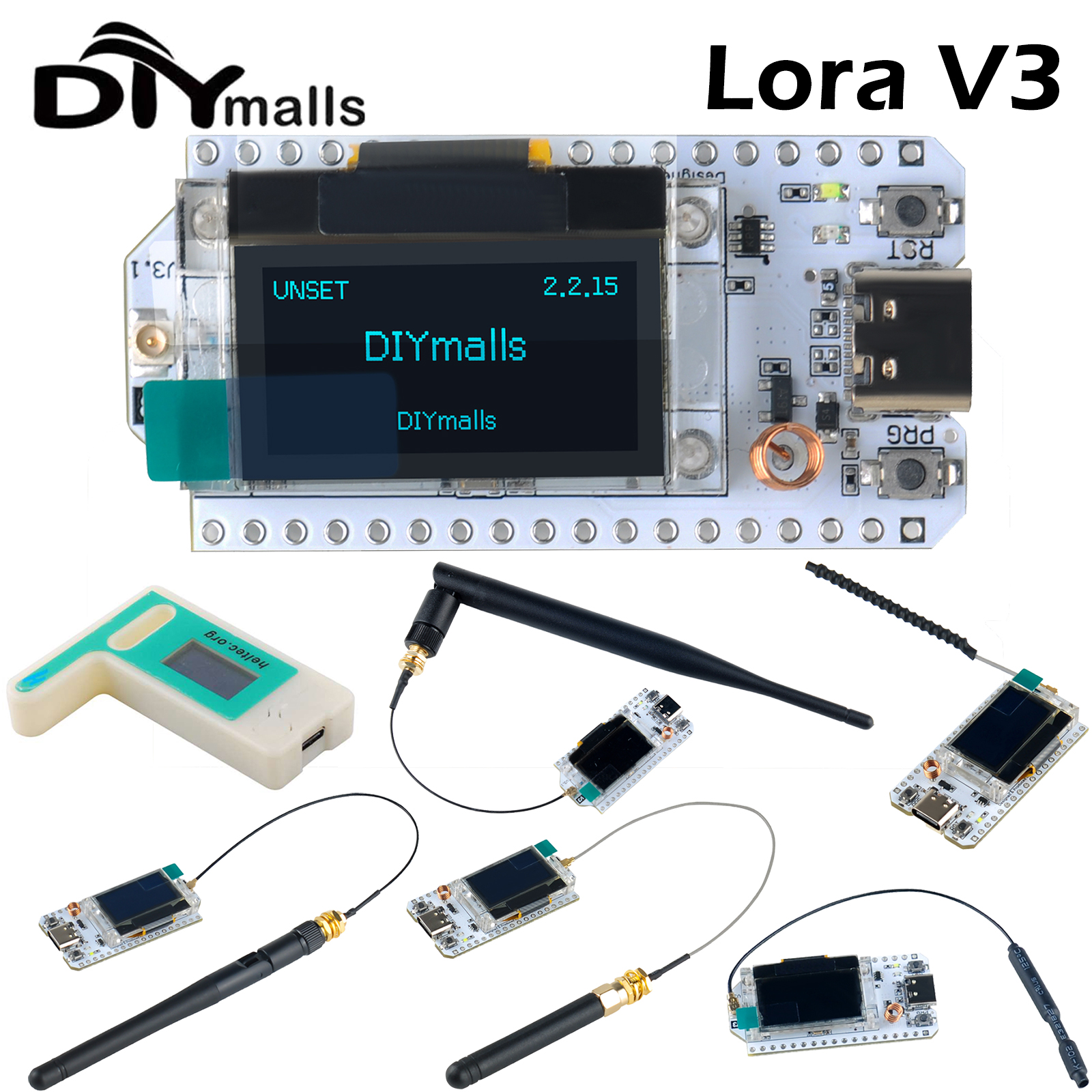Плата разработки ESP32 LoRa 32 V3 868МГц 915МГц для устройств Meshtastic HTIT-WB32LA_V3 LoRa32 SX1262 с OLED-дисплеем 0.96 дюйма, 2/5dBi