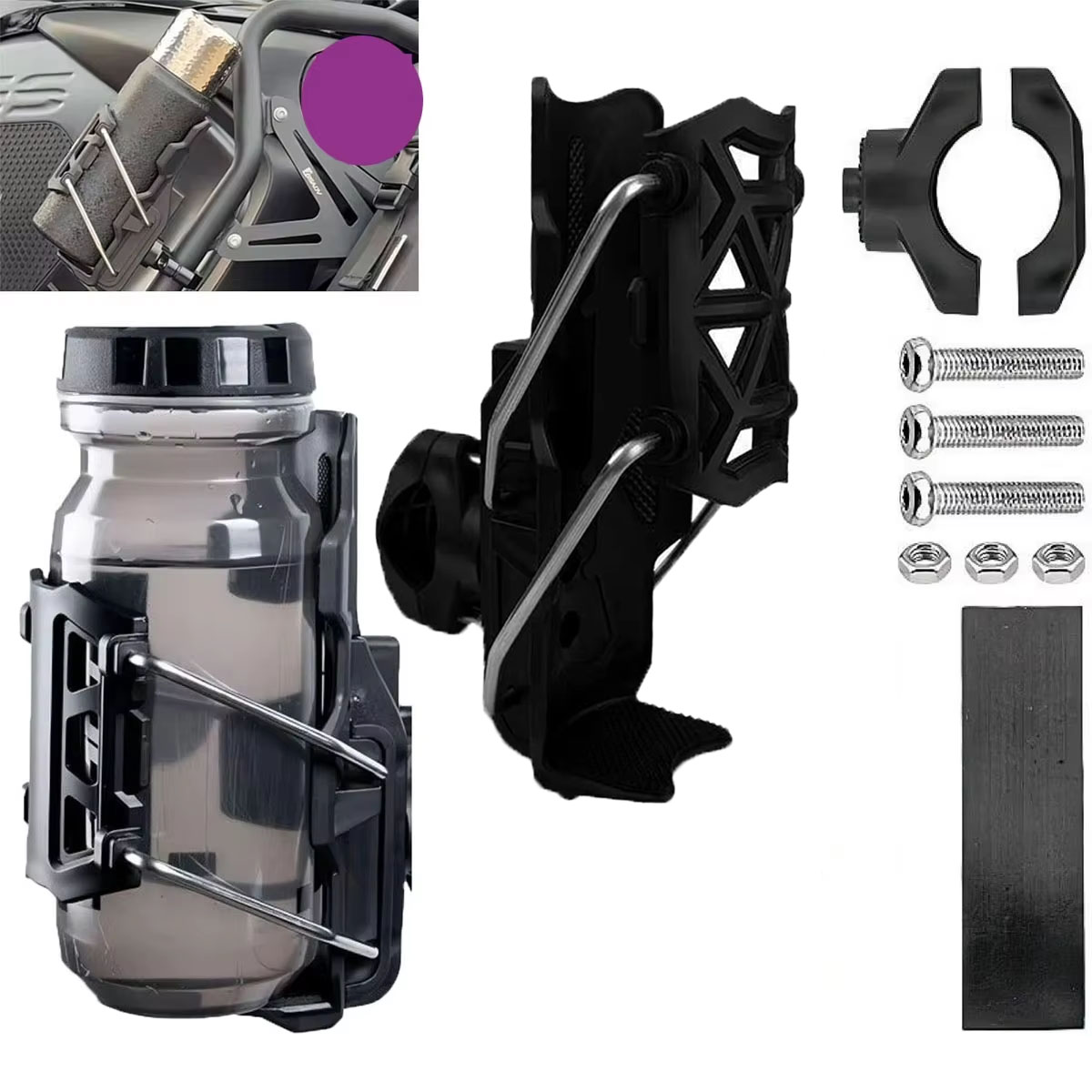 Réglable à 360° °   Support de tasse pour moto, support de bouteille d'eau pour guidon de moto, pour 32-77mm, pour moto ADV